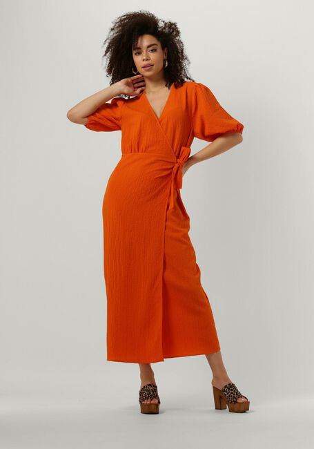 Orangene ANOTHER LABEL Maxikleid CAMILLE BUBBLE DRESS - large