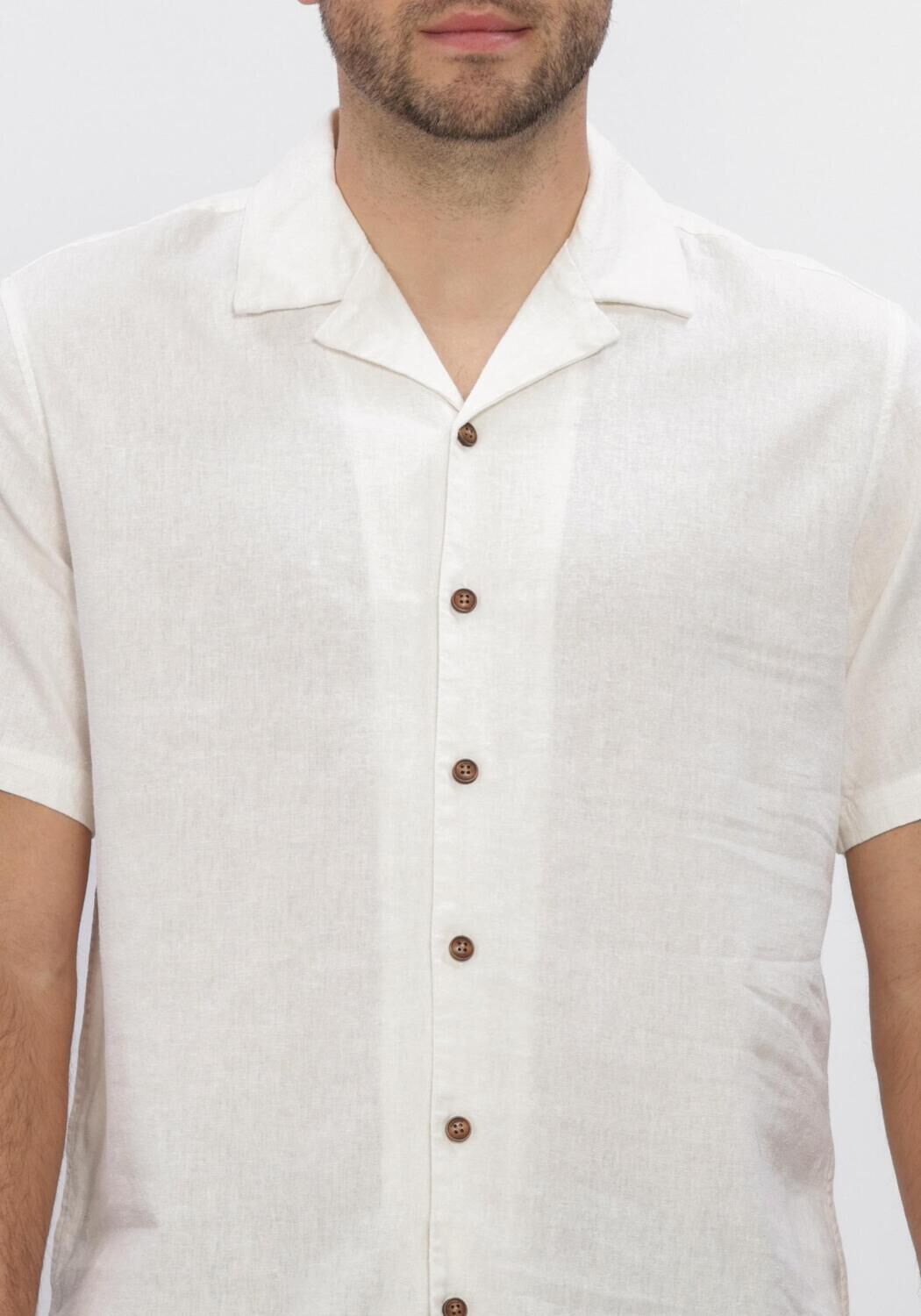 Ecru ANERKJENDT Casual-Oberhemd AKLEO COT-LINNEN-VIS S/S SHIRT - large