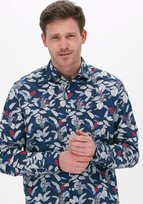 Dunkelblau VANGUARD Klassisches Oberhemd LONG SLEEVE SHIRT LEAFS PRINT ON SILVERSTONE - large