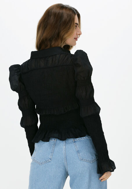 Schwarze NA-KD Blusen SMOCKED FRILL BLOUSE - large