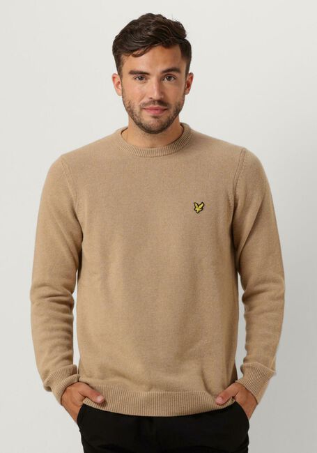 Beige LYLE & SCOTT Pullover CREW NECK LAMBSWOOL BLEND JUMPER - large