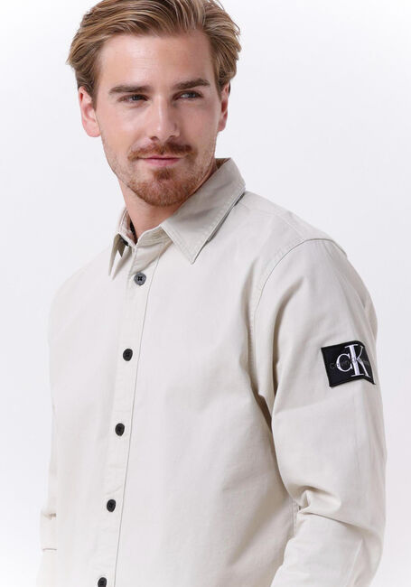 Beige CALVIN KLEIN Overshirt MONOLOGO BADGE RELAXED SHIRT - large