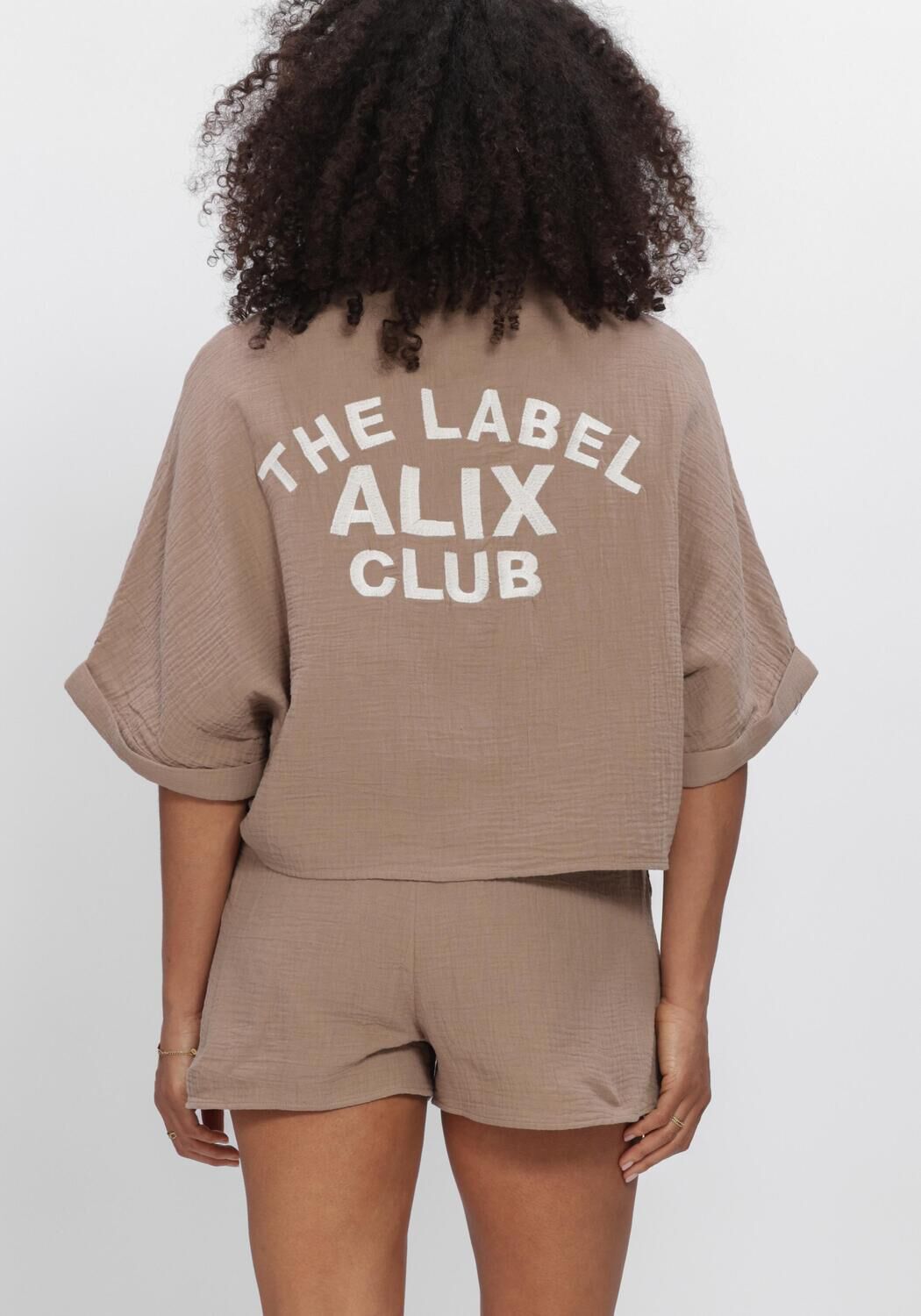 Taupe ALIX THE LABEL Blusen LADIES WOVEN OVERSIZED  CRINKLE BLOUSE - large