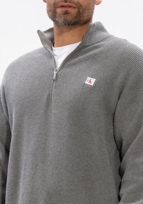 Graue CALVIN KLEIN Pullover LS EZ COTTON WAFFLE QUARTER ZIP - large