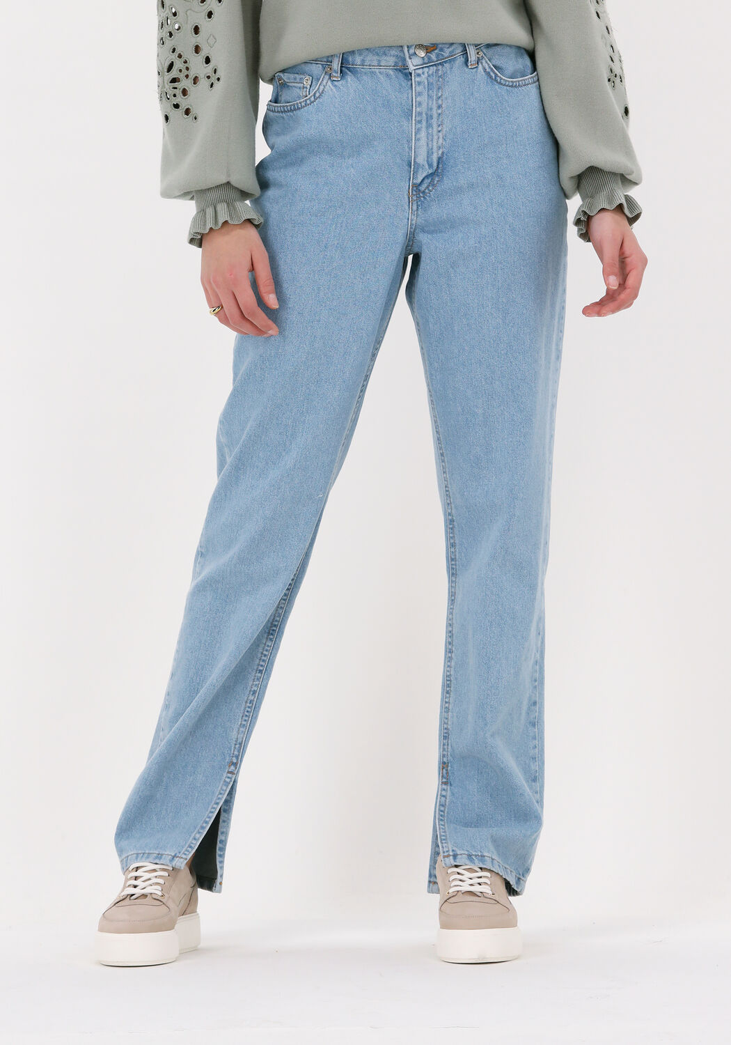 hellblau na kd mom jeans high waist side slit denim