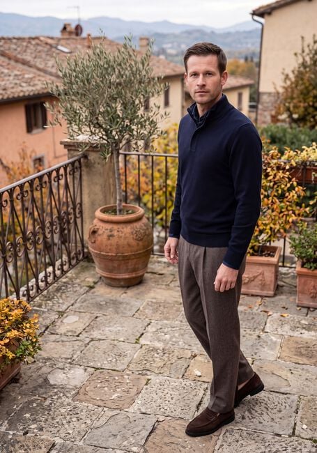 Dunkelblau STEFANO LAURAN Pullover DOUBLE KNIT ZIP - large