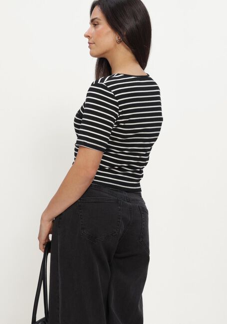 Schwarze ANOTHER LABEL T-shirt ELYNE STRIPE T-SHIRT S/S - large