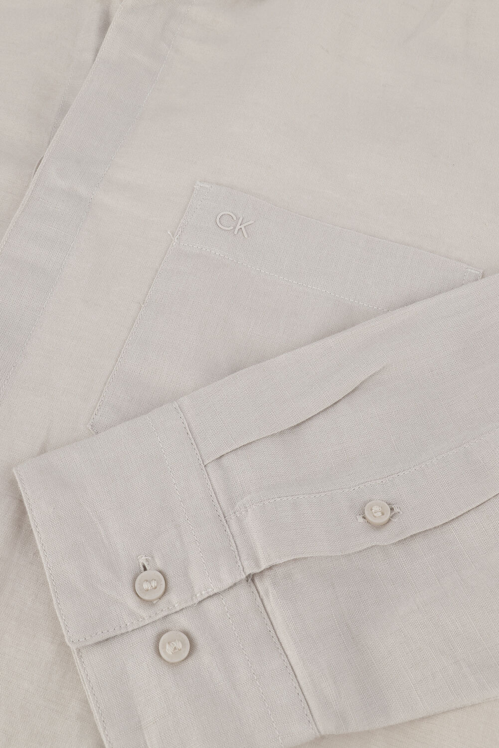 Beige CALVIN KLEIN Casual-Oberhemd COTTON LINEN CHEST POCKET SHIRT - large