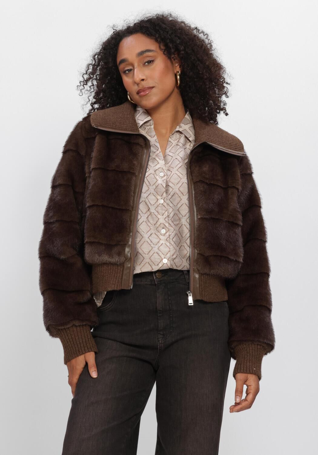 Braune NUKUS Fake-Fur-Jack MANUELA JACKET - large