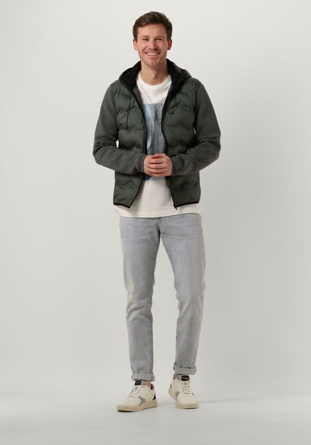 Grüne CAST IRON Wattierte Jack HOODED JACKET TECH JERSEY INTERLOCK - large