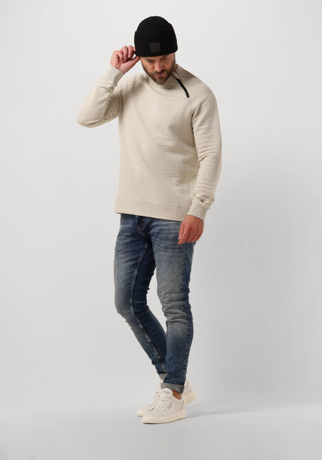 Beige CAST IRON Pullover LONG SLEEVE R-NECK JACQUARD WAFFLE COTTON BLEND - large