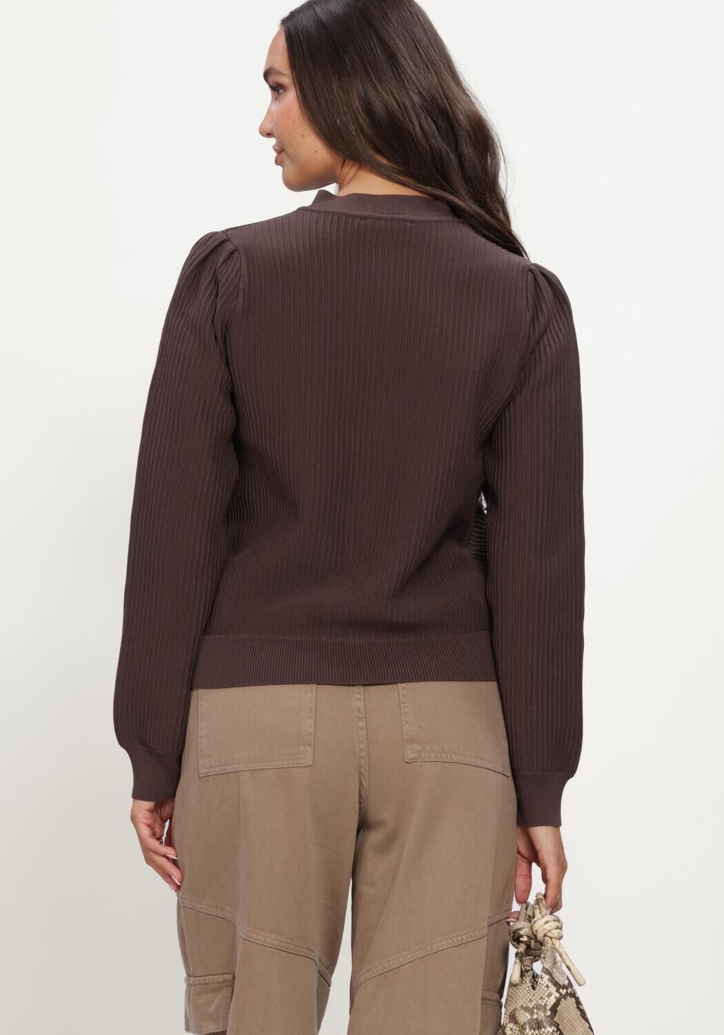 Braune OBJECT Strickjacke OBJORANA L/S RE KNIT CARDIGAN - large