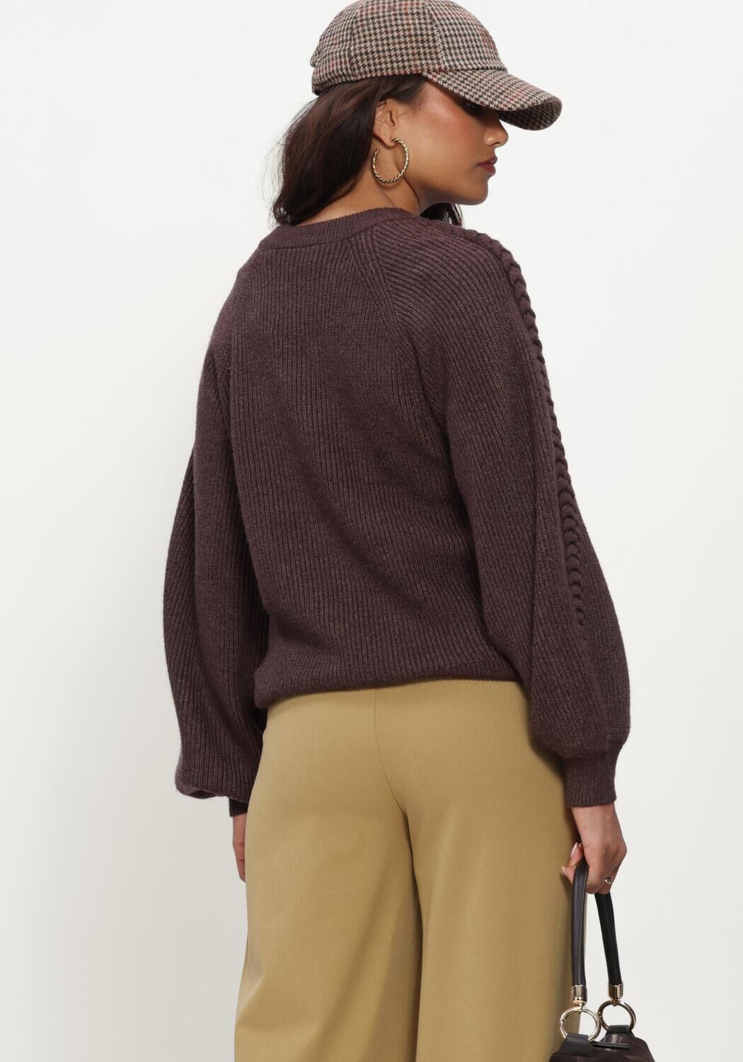Braune OBJECT Pullover OBJHANNAH L/S RE KNIT PULLOVER NOOS - large