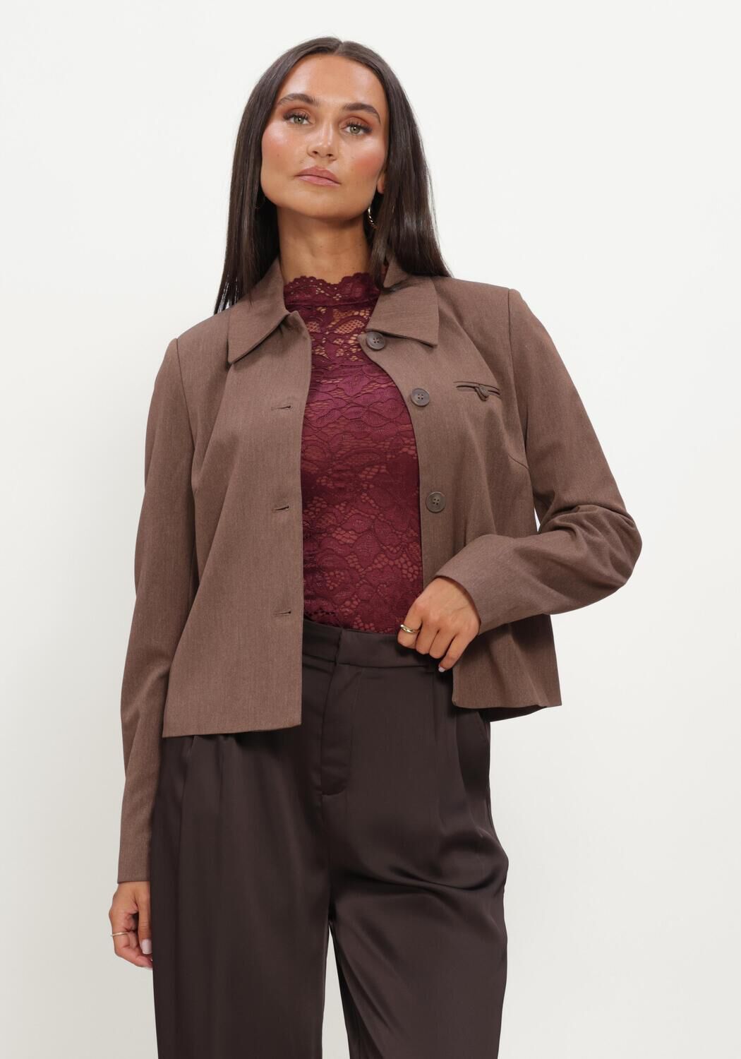 Braune OBJECT Blazer OBJLISA RE L/S SHORT BLAZER JACKET NOOS - large