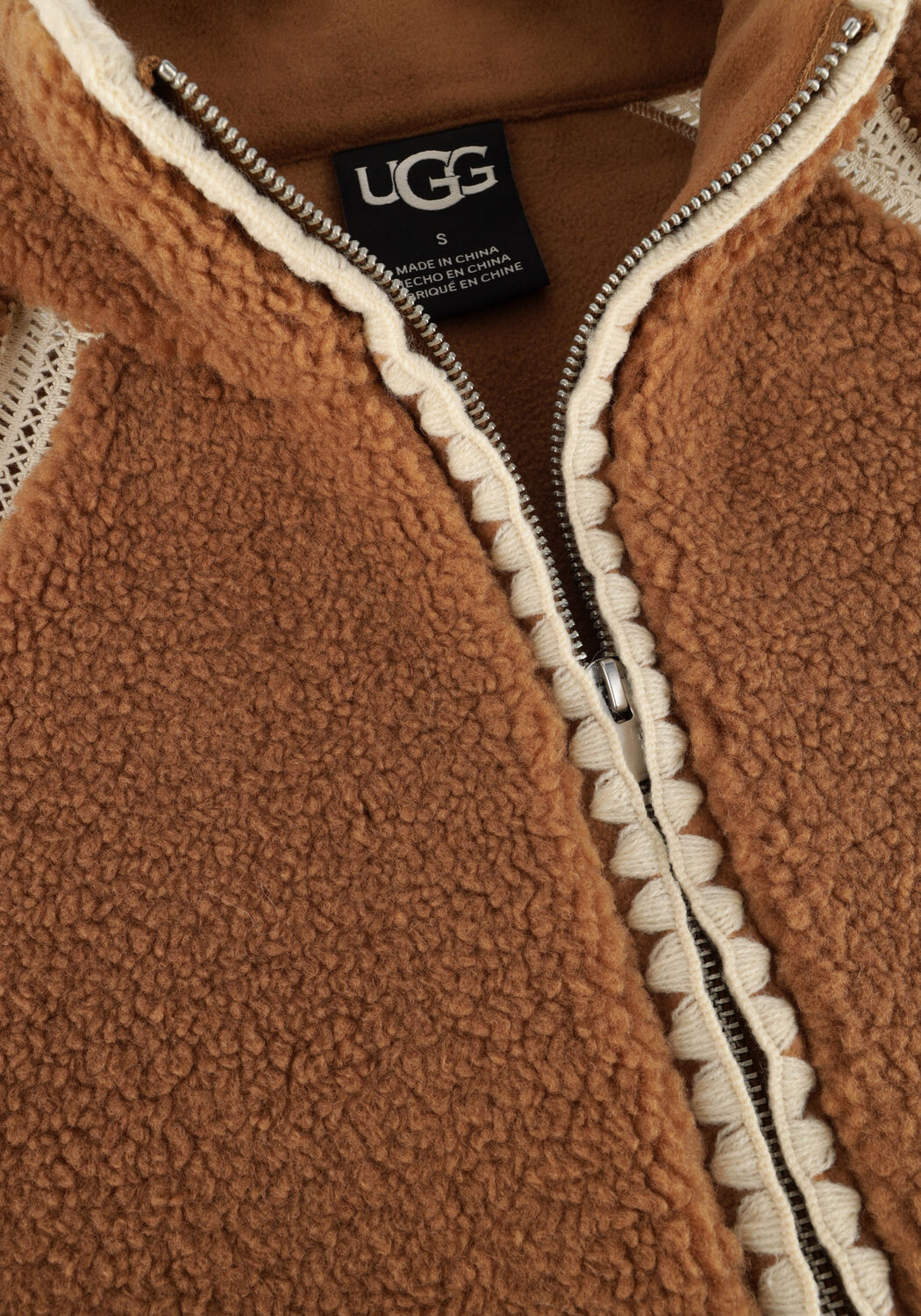 Cognacfarbene UGG Jack NIKIA CHROCHET FLUFF JACKET - large