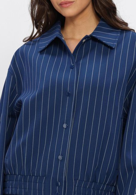 Blaue ALIX THE LABEL Jack LADIES WOVEN CLEAN STRIPED BOMBER - large