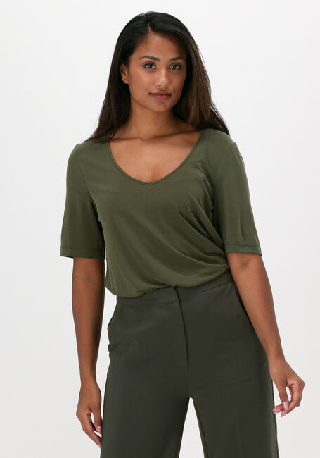Grüne ANOTHER LABEL T-shirt MAGNOLIA V-NECK T-SHIRT S/S - large