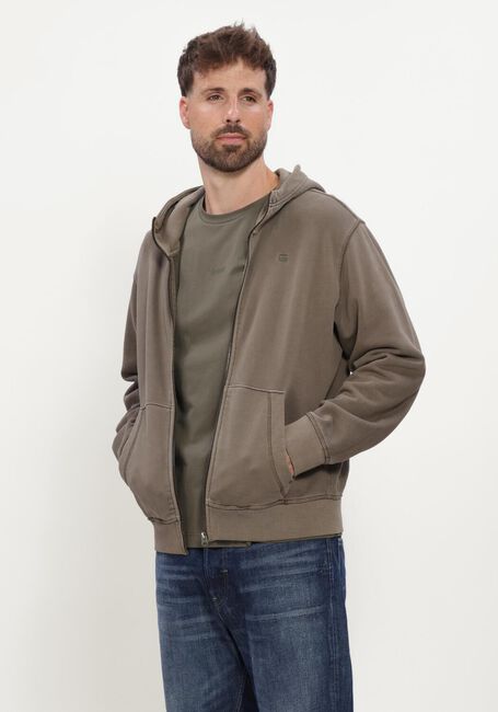 Taupe G-STAR RAW Sweatshirt UNIT WASHED FULL ZIP HDD SW L\S - large