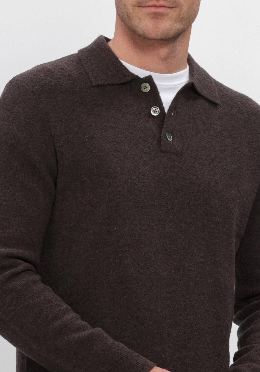 Braune PROFUOMO Polo-Shirt BOILED WOOL - large