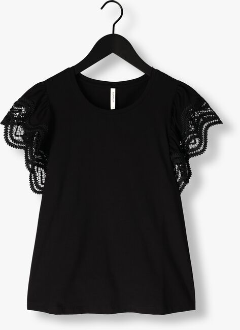 Schwarze SUMMUM T-shirt JERSEY TOP TEE WITH LACE - large