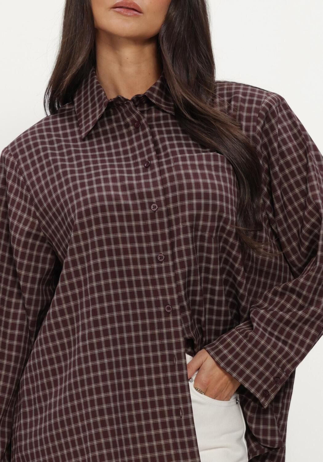 Braune NEO NOIR Blusen ANELLA CHECK SHIRT - large