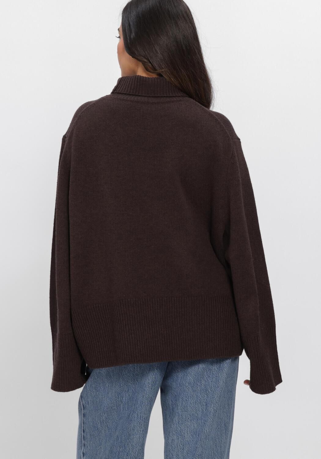 Braune SECOND FEMALE Rollkragenpullover ALPHA KNIT T-NECK - large