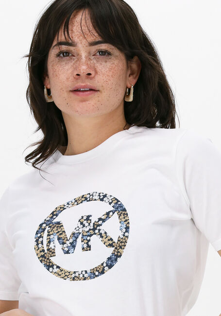 Weiße MICHAEL KORS T-shirt CIRCLE LOGO TEE - large