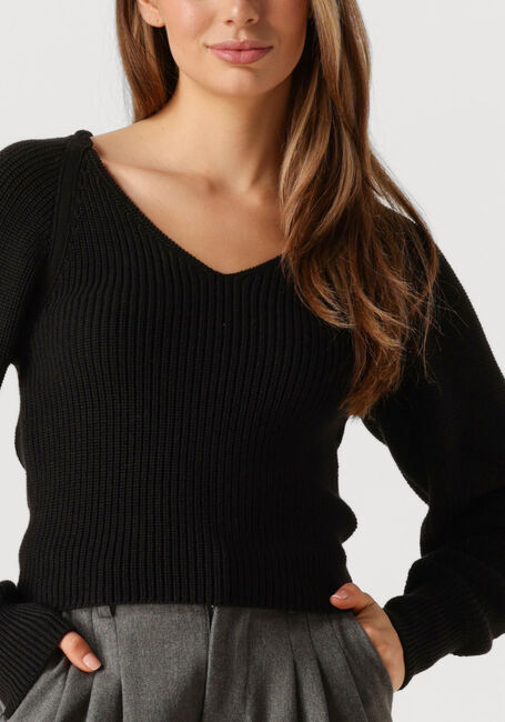Schwarze MODSTRÖM Top GALENMD SHORT V-NECK - large