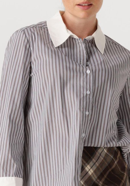 Braune NEO NOIR Blusen DRANILA STRIPE SHIRT - large