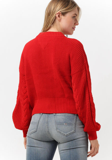 Rote TOMMY JEANS Strickjacke SWEATERS BUTTON - large