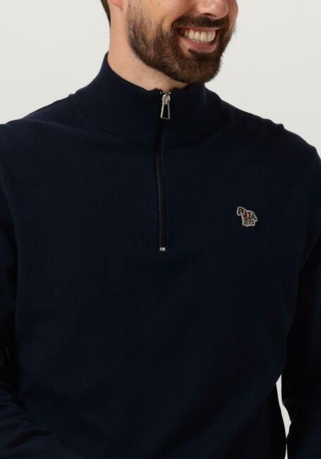 Dunkelblau PS PAUL SMITH Pullover MENS SWEATER ZIP NECK ZEB BAD - large