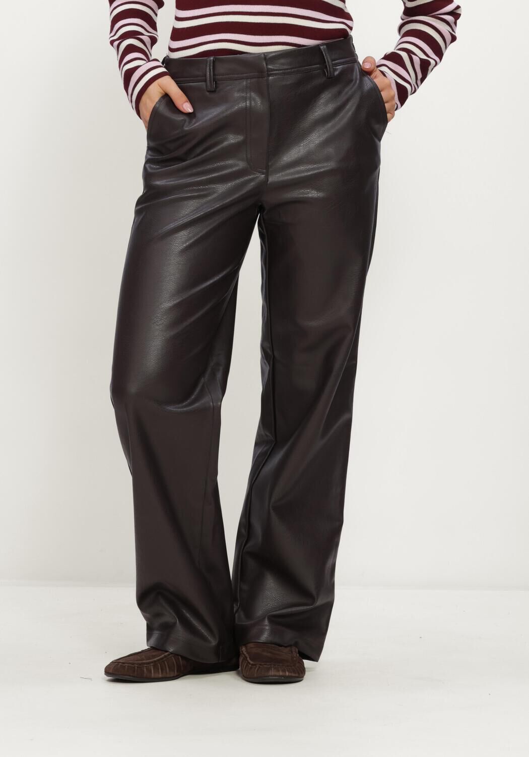 Braune OBJECT Weite Hose OBJLIVA MW WIDE PANTS NOOS - large