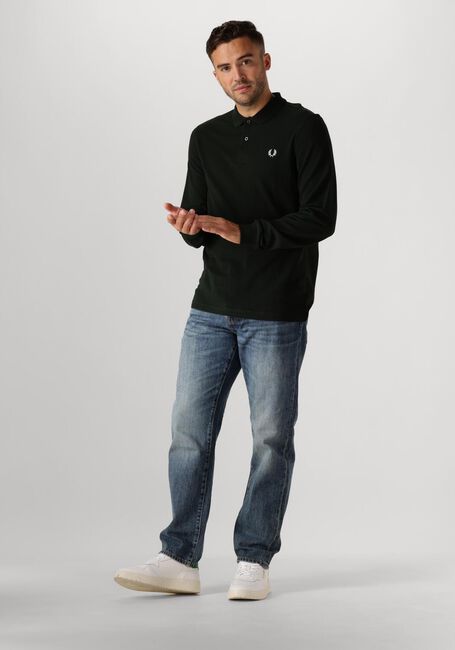 Olive FRED PERRY Polo-Shirt LONG SLEEVE PLAIN FRED PERRY SHIRT - large