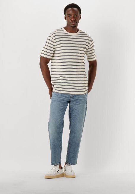Ecru ANERKJENDT T-shirt AKKIKI JACQ STRIPE TEE - large