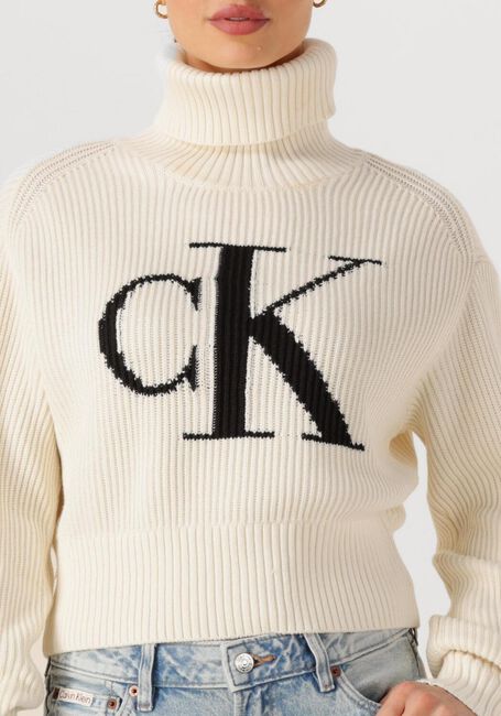 Nicht-gerade weiss CALVIN KLEIN Rollkragenpullover BLOWN UP CK LOOSE SWEATER CONTRA - large