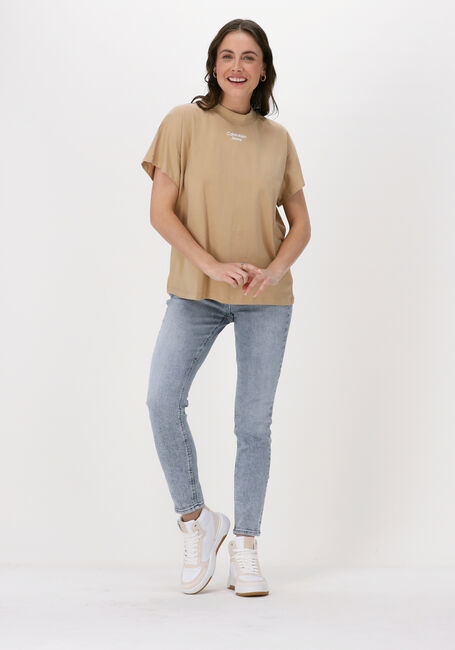 Sand CALVIN KLEIN T-shirt STACKED LOGO LOOSE TEE - large