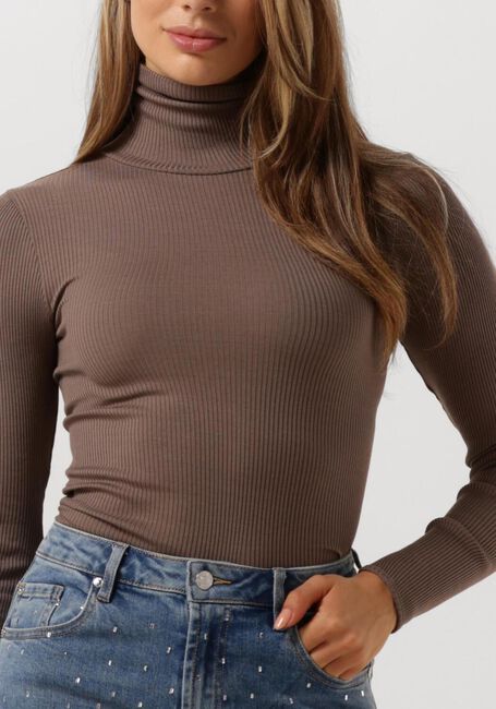 Taupe ROSEMUNDE Rollkragenpullover SILK T-SHIRT W/ ROLLER NECK - large