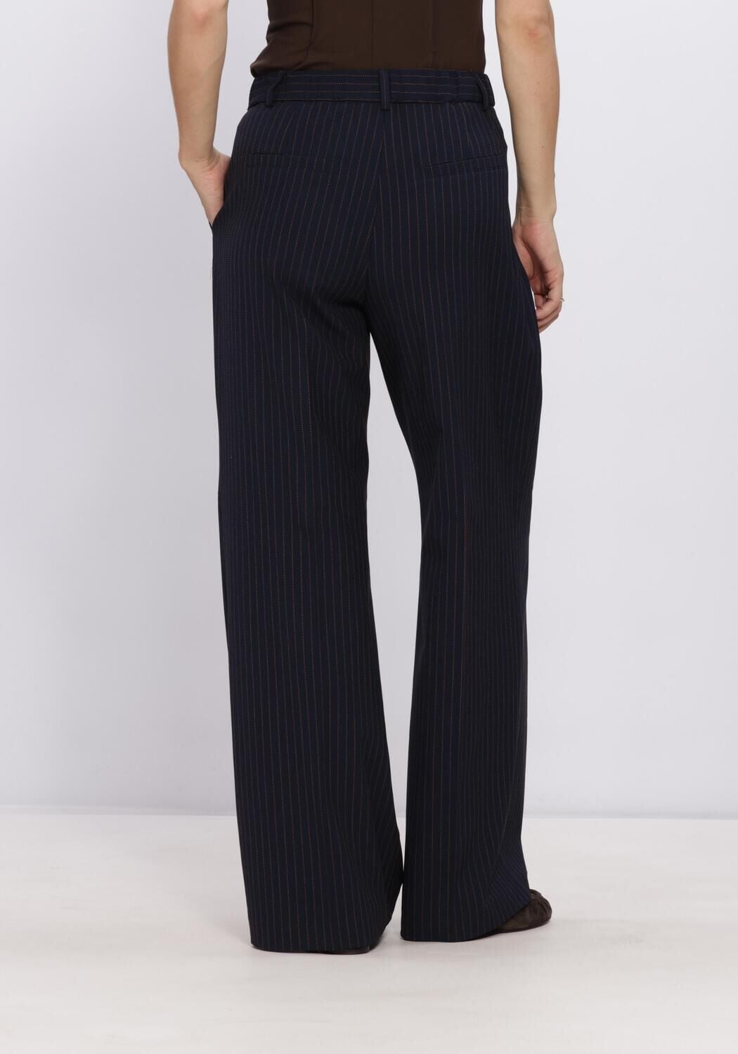 Dunkelblau SUMMUM Hose TROUSERS WIDE LEG VISCOSE BLEND STRIPE - large