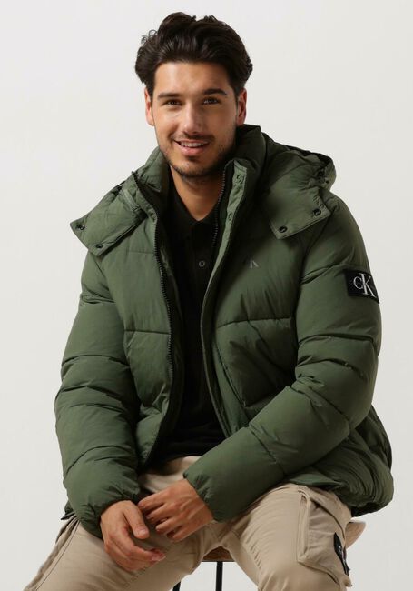 Dunkelgr&uuml;n CALVIN KLEIN Wattierte Jack ESSENTIALS NON DOWN LOGO JACKET - large