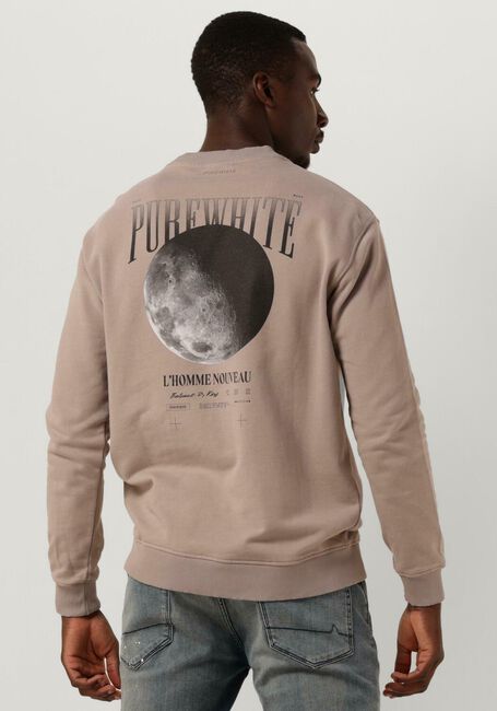 Taupe PUREWHITE Pullover CREWNECK WITH BIG BACK PRINT - large