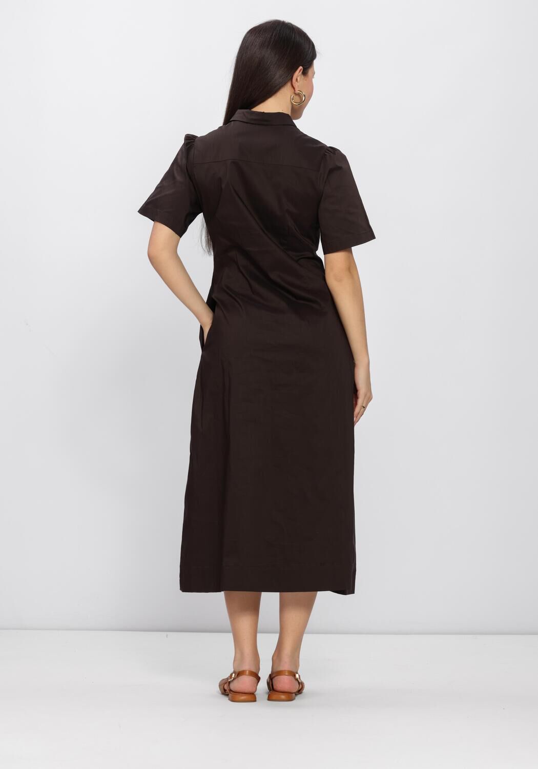 Braune NEO NOIR Kleider BAIA POPLIN DRESS - large