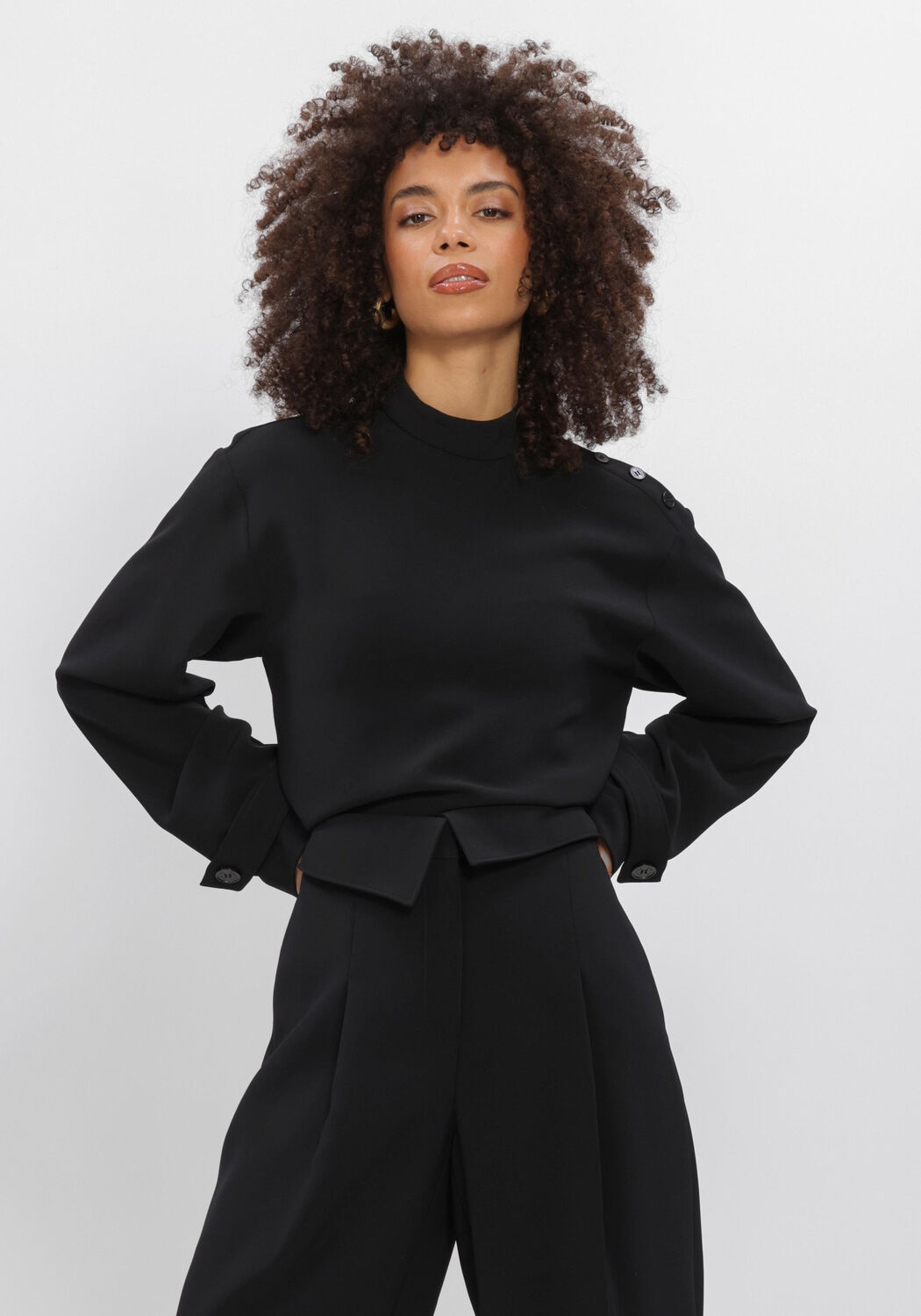 Schwarze DANTE6 Top RAES BUTTON DETAIL TOP - large