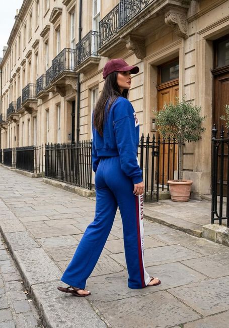 Blaue ALIX THE LABEL Jogginghose LADIES KNITTED LOGO TAPE PANTS - large