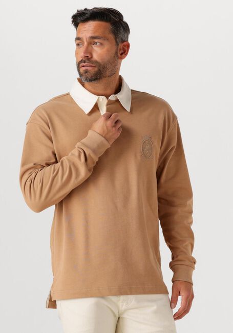 Camelfarbene TOMMY HILFIGER Polo-Shirt PEACHED CREST SOLID RUGBY - large