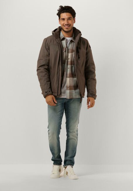 Beige CAST IRON Overshirt LONG SLEEVE SHIRT YD CHECK REGULAR FIT - large