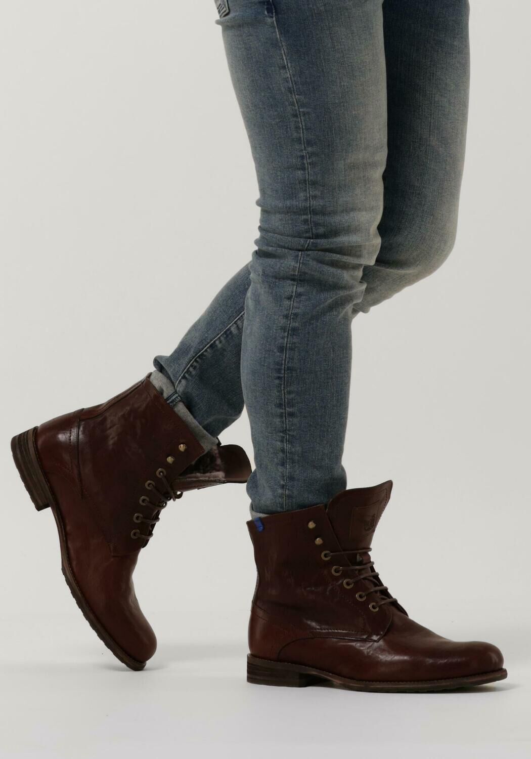 Cognacfarbene FLORIS VAN BOMMEL Schn&uuml;rboots SFM-80011 - large