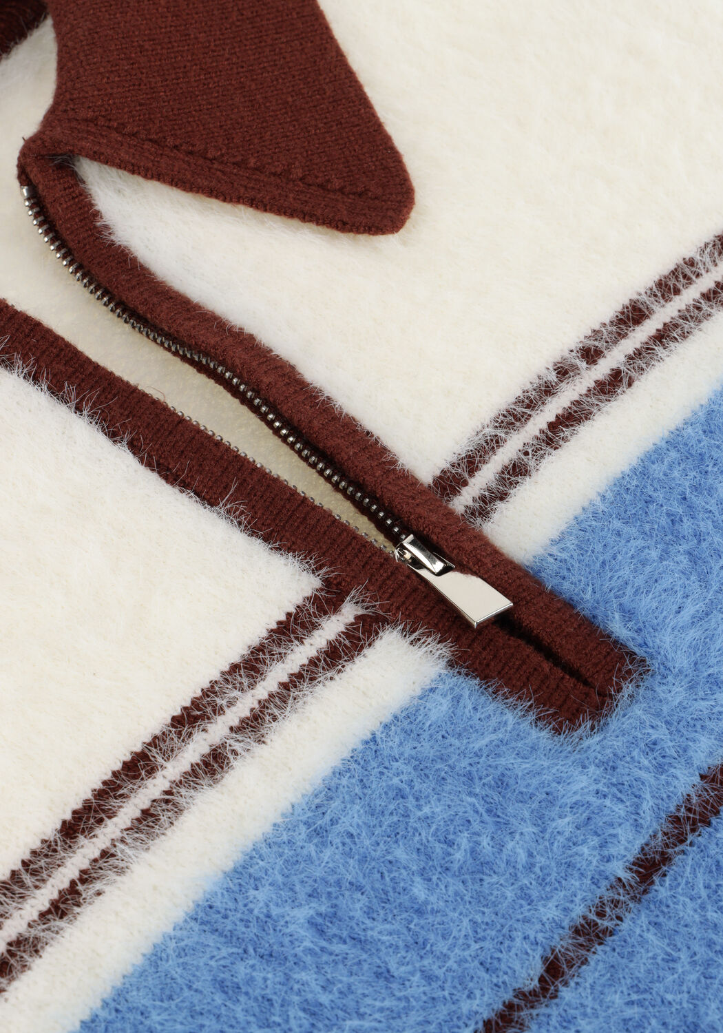 Ecru CO'COUTURE Pullover TORY STRIPE ZIP KNIT - large