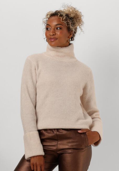 Beige SELECTED FEMME Pullover SLFSIA RAS LS KNIT HIGH NECK - large