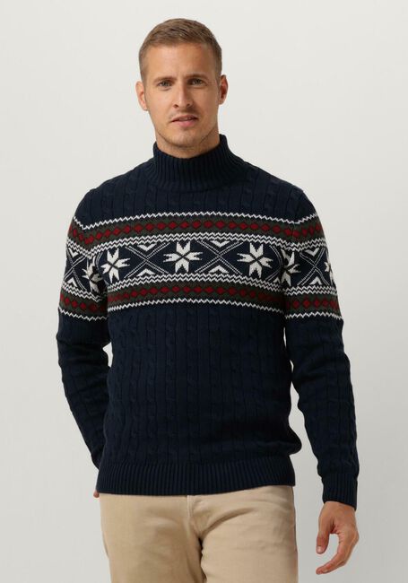 Dunkelblau SELECTED HOMME Rollkragenpullover SLHFLAKE LS KNIT CABLE HIGH NE - large