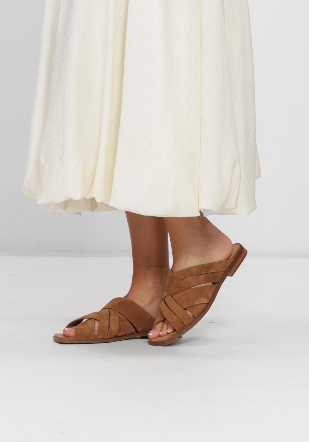 Cognacfarbene STEFANO LAURAN Pantolette 4004A - large
